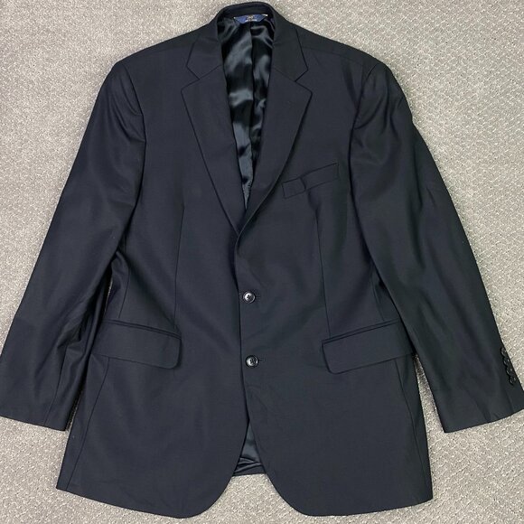 Brooks Brothers 346 Stretch Blazer Sport Coat Jacket Men's 42R Black Wool Blend - Picture 1 of 14
